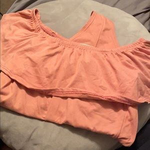 Pink off shoulder body suit